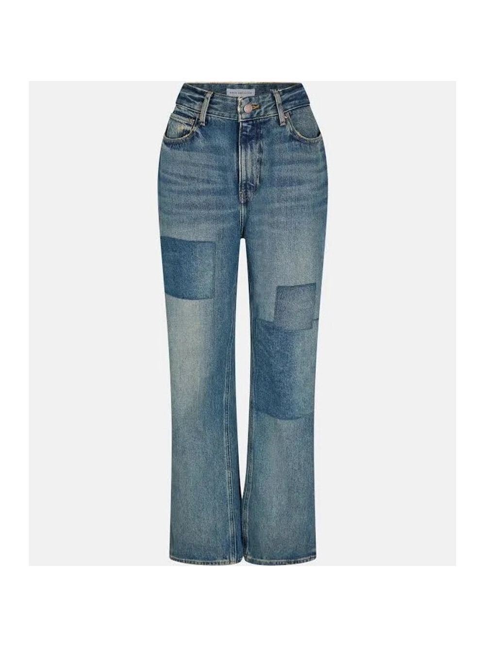 Women's GOOD AMERICAN Blue Patchwork The Khloe Flare Jeans Size 4 - Picture 4 of 11